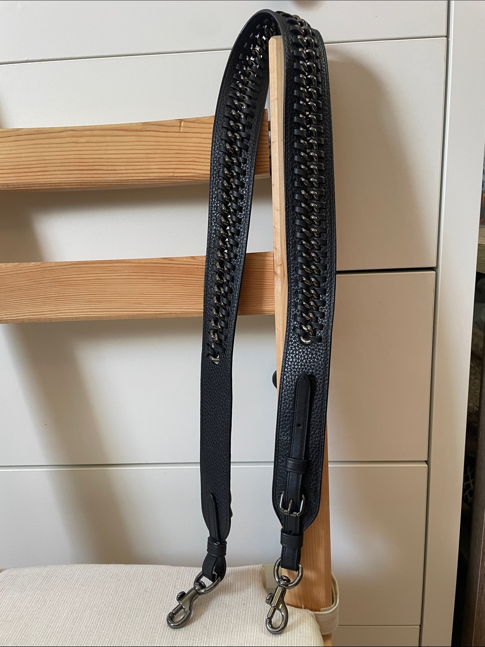 Coach Strap With Chain Detail in Gunmetal/Black - Picture 6 of 17